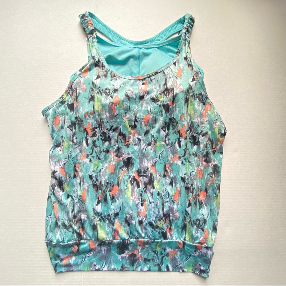 ACX Active Cut Out Open Back Tank Top PASTEL Print Women Sz Small